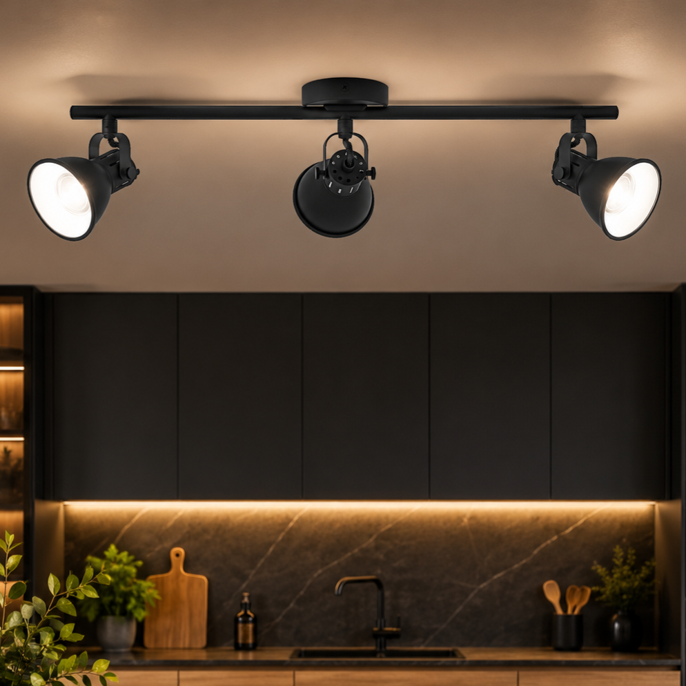 Lustra Seras 2 Black cu 3 Spoturi Reglabile
