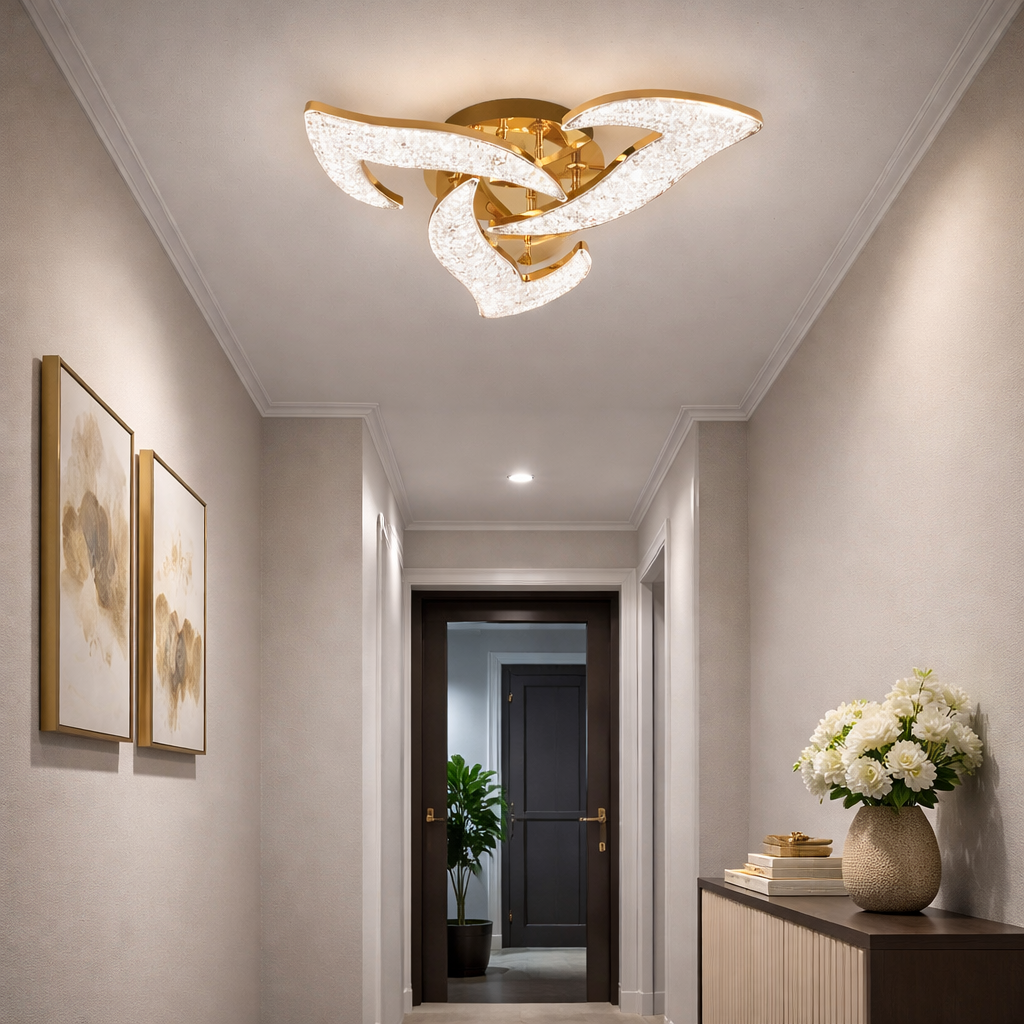 Lustra LED Mini NARCISSE Sparkle Gold Echivalent 400W Telecomanda