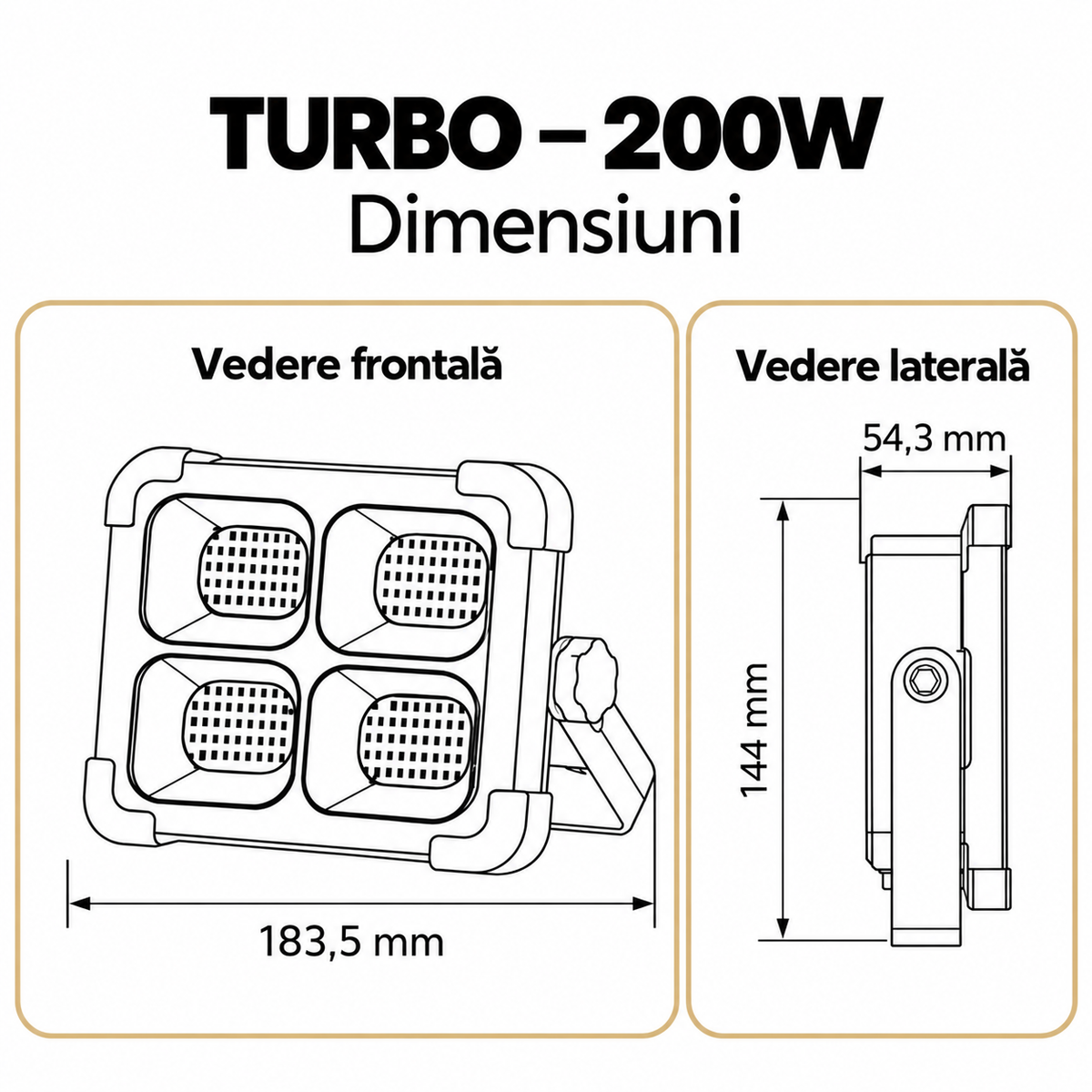 Lampa LED Turbo cu Panou Solar si Incarcare USB | 3 Tipuri de Lumina