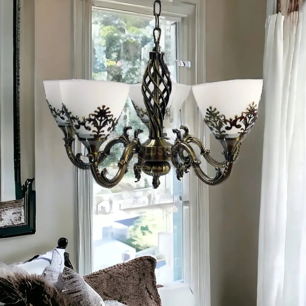 Candelabru Antichizat Bronz 5Xe27 Melo Chandeliers Crystal