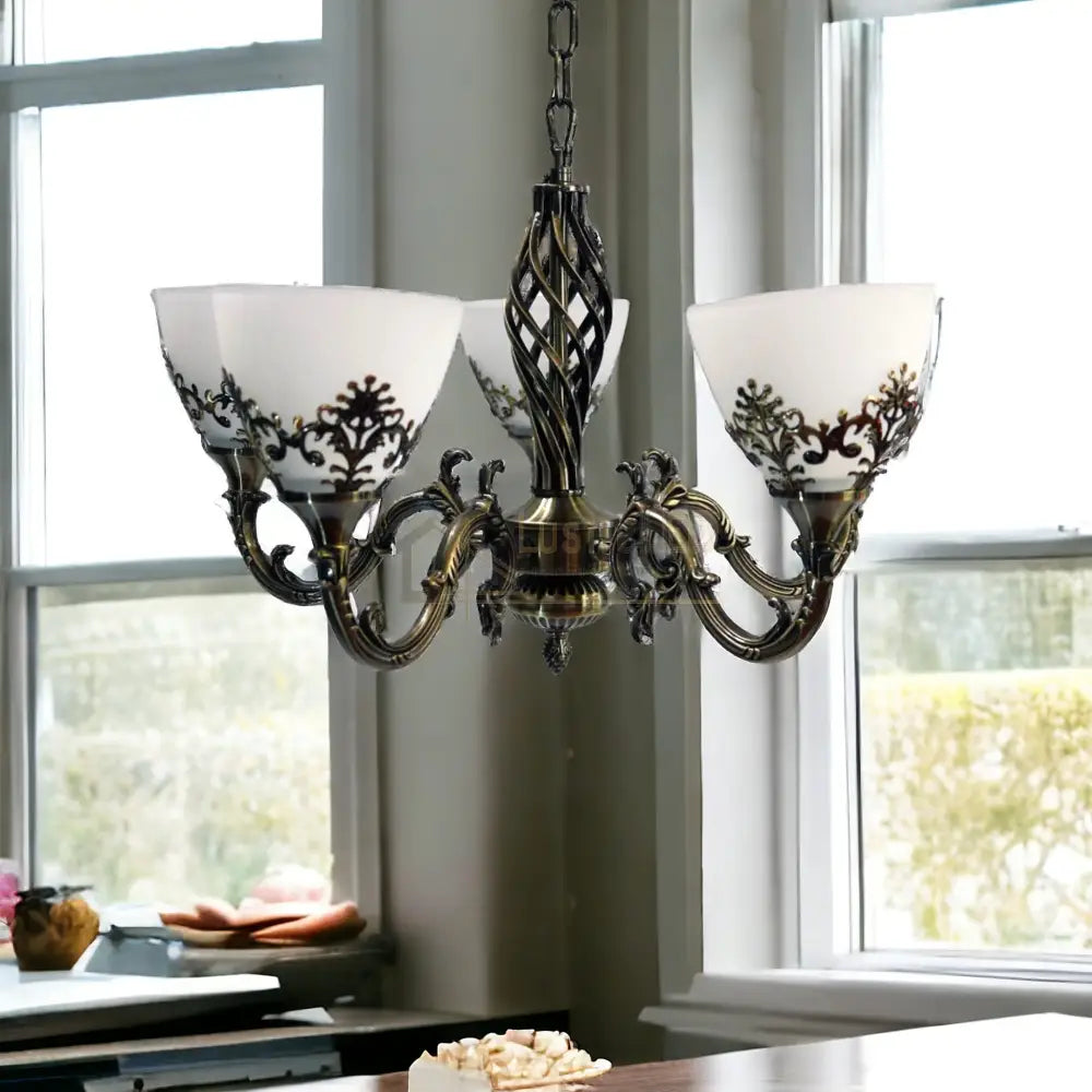 Candelabru Antichizat Bronz 5Xe27 Melo Chandeliers Crystal
