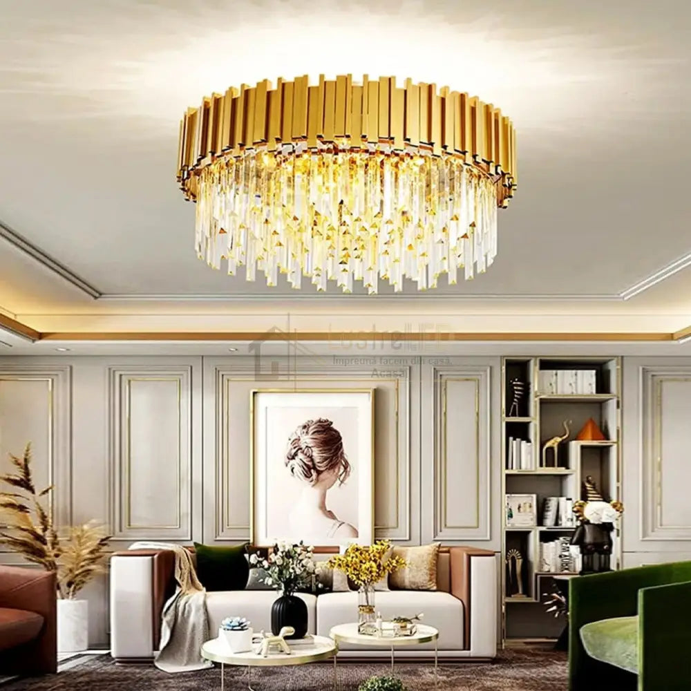 Candelabru Aplicat Cristal GLORY GOLD GRANDE 750mm lustreled.ro