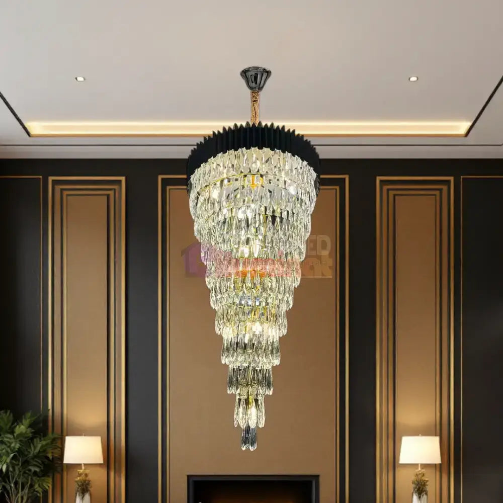 Candelabru Cristal 160CM Black Extravaganza 25xE14 lustreled.ro
