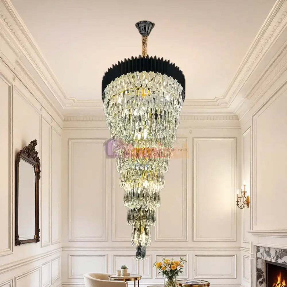 Candelabru Cristal 160CM Black Extravaganza 25xE14 lustreled.ro