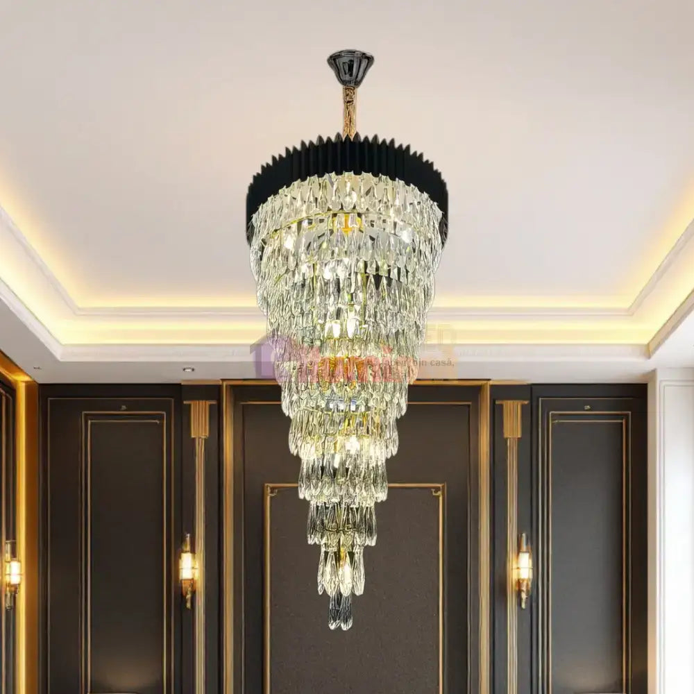 Candelabru Cristal 160CM Black Extravaganza 25xE14 lustreled.ro