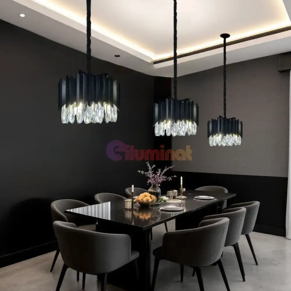 Candelabru Cristal 35CM Black Extravaganza 4xE14 lustreled.ro