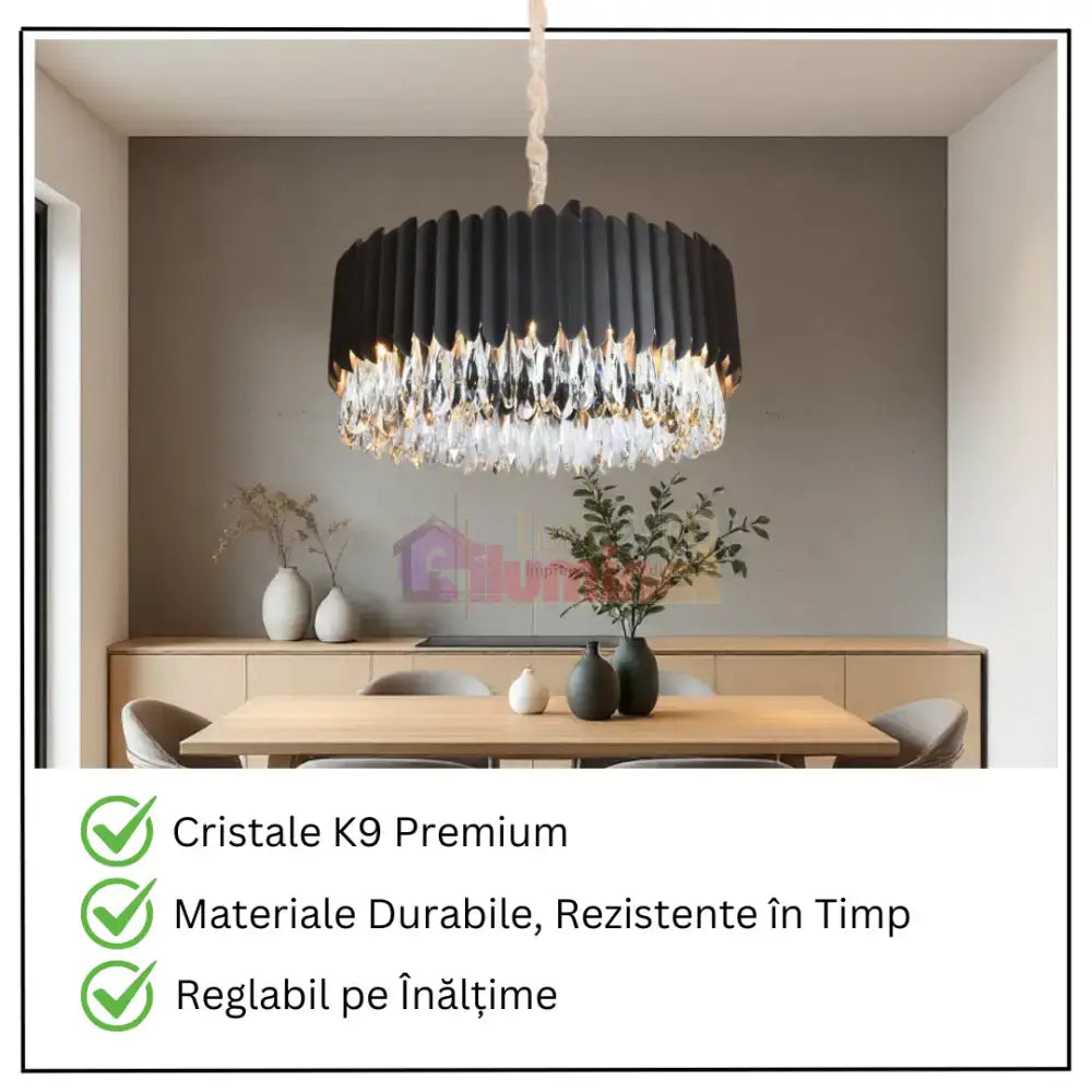 Candelabru Cristal 8xE14 Black Extravaganza lustreled.ro