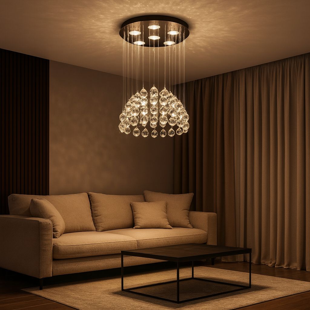 Candelabru LED Cristal Crysta 7x5W Silver 50CM Echivalent 300W