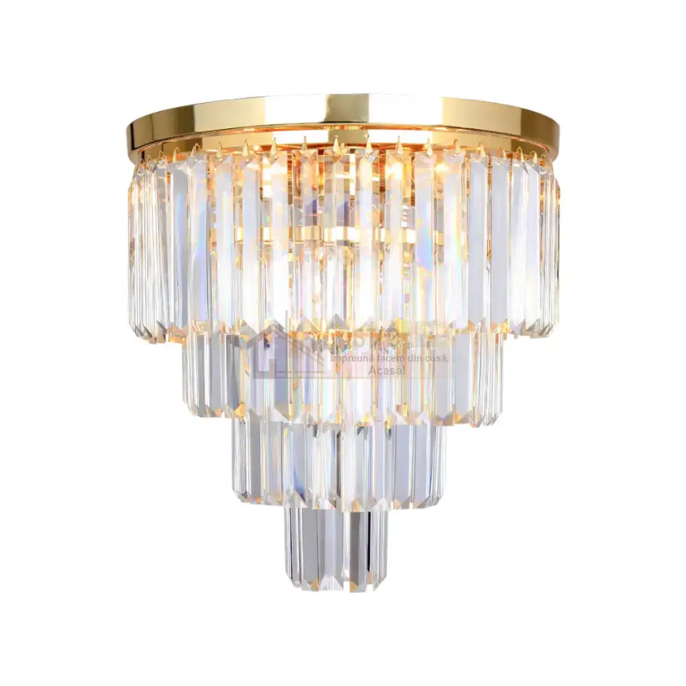 Lustra Cristal 5xE14 Volux ALB + AURIU / CRISTAL / 30CM Chandeliers Crystal