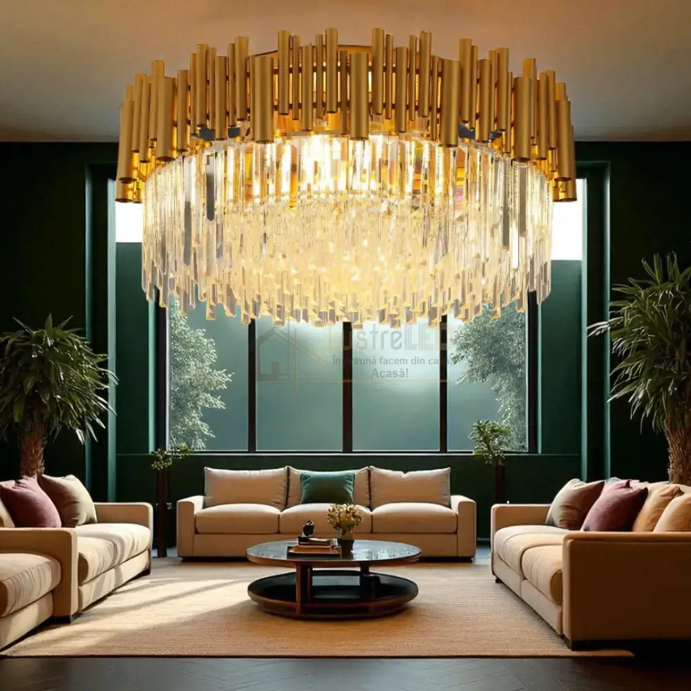 Lustra Cristal GOLD 5 Dimensiuni lustreled.ro