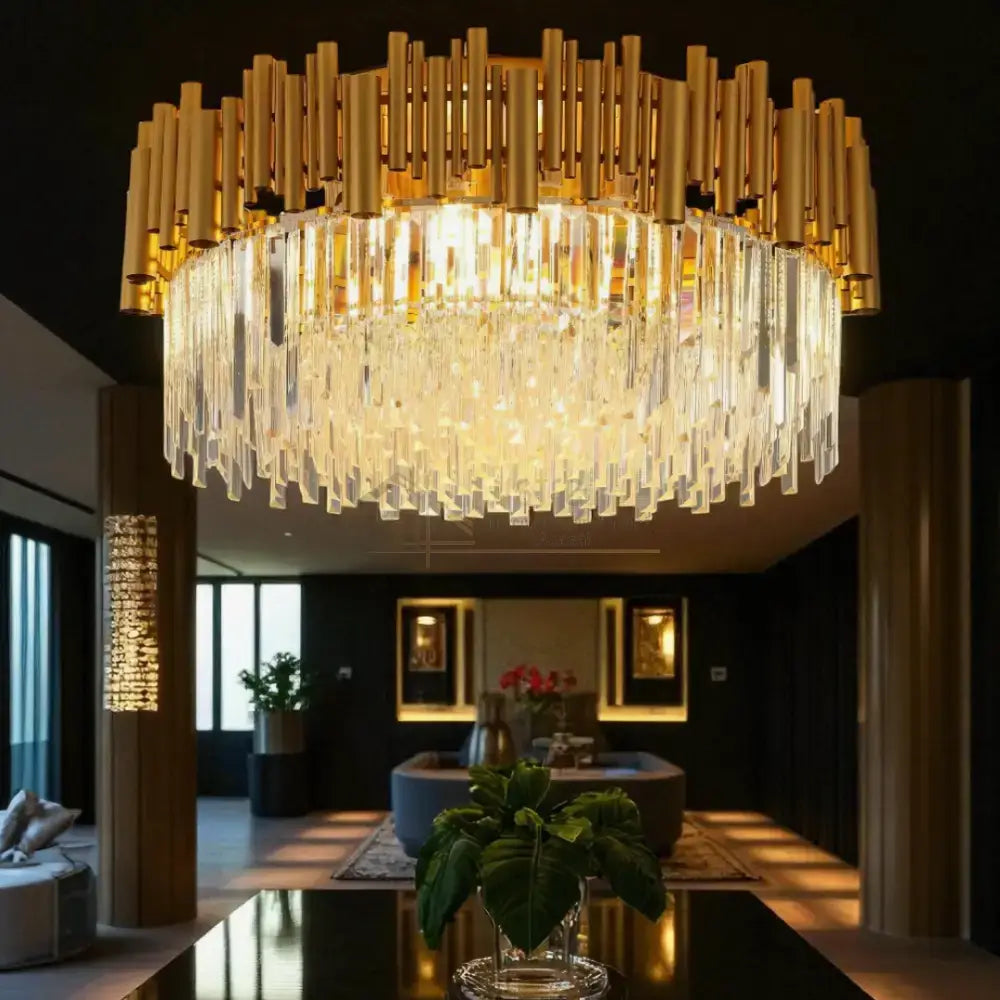 Lustra Cristal GOLD 5 Dimensiuni lustreled.ro