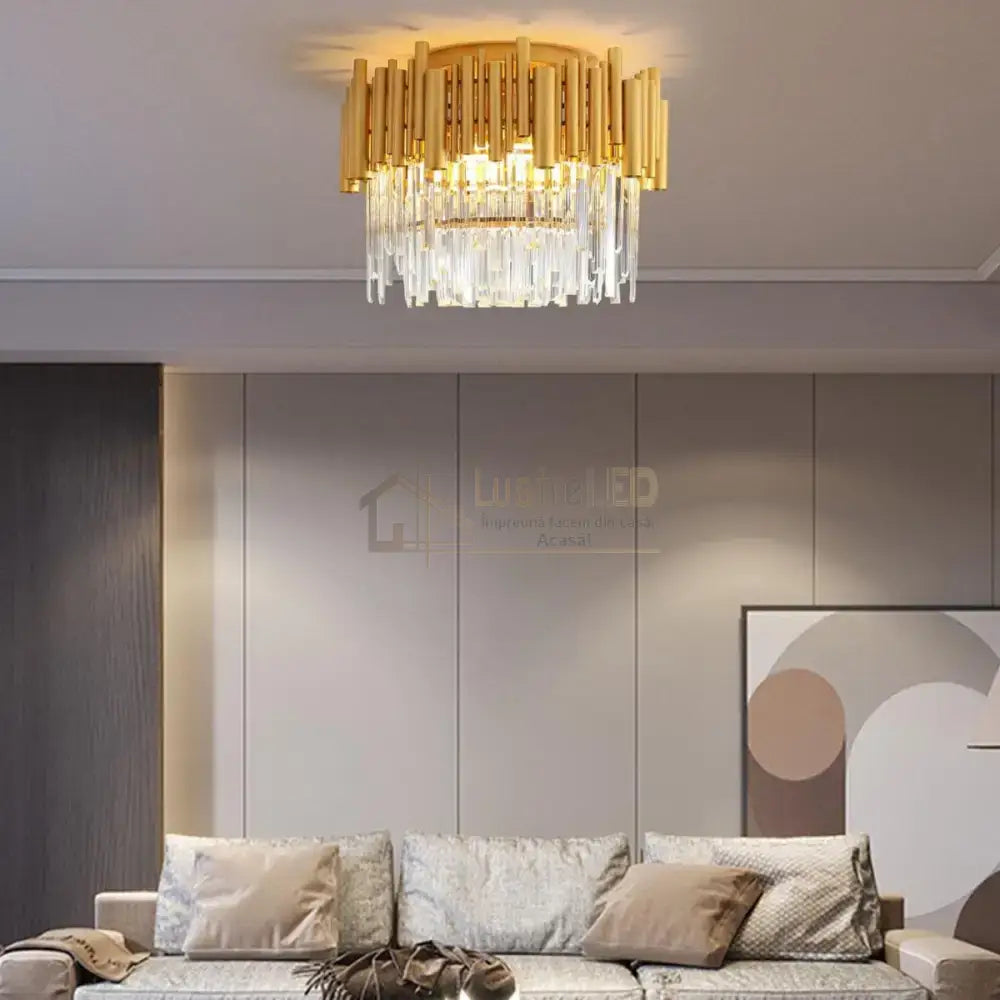 Lustra Cristal GOLD 5 Dimensiuni lustreled.ro