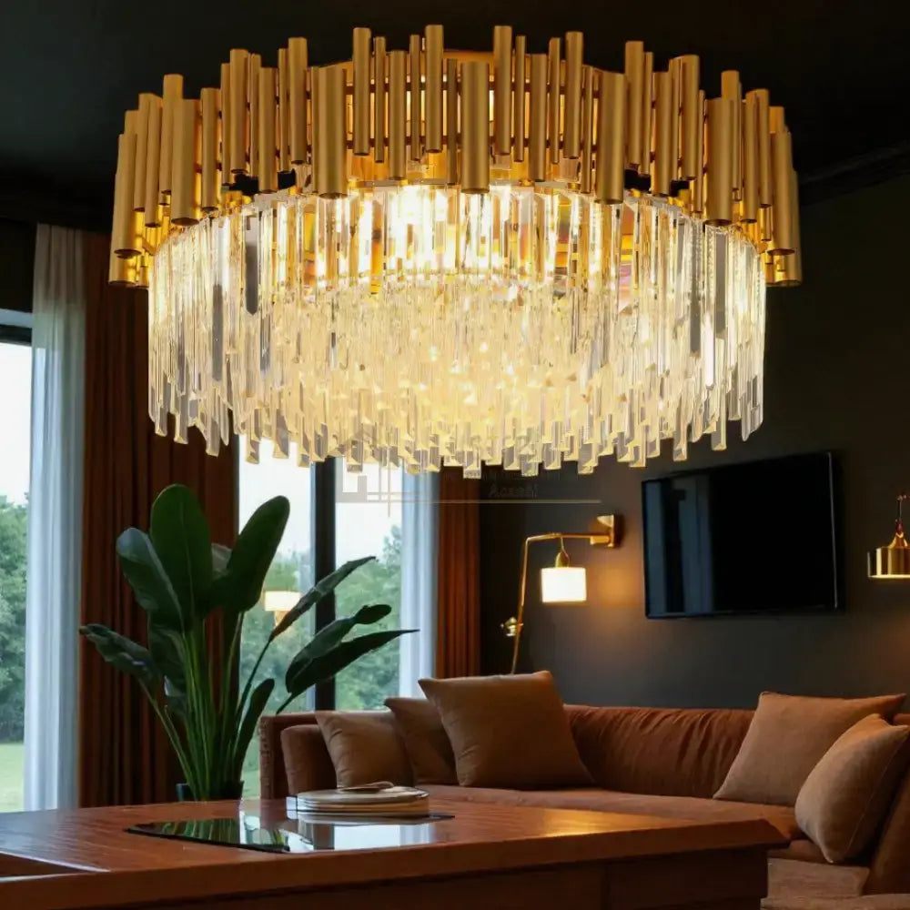 Lustra Cristal GOLD 5 Dimensiuni lustreled.ro