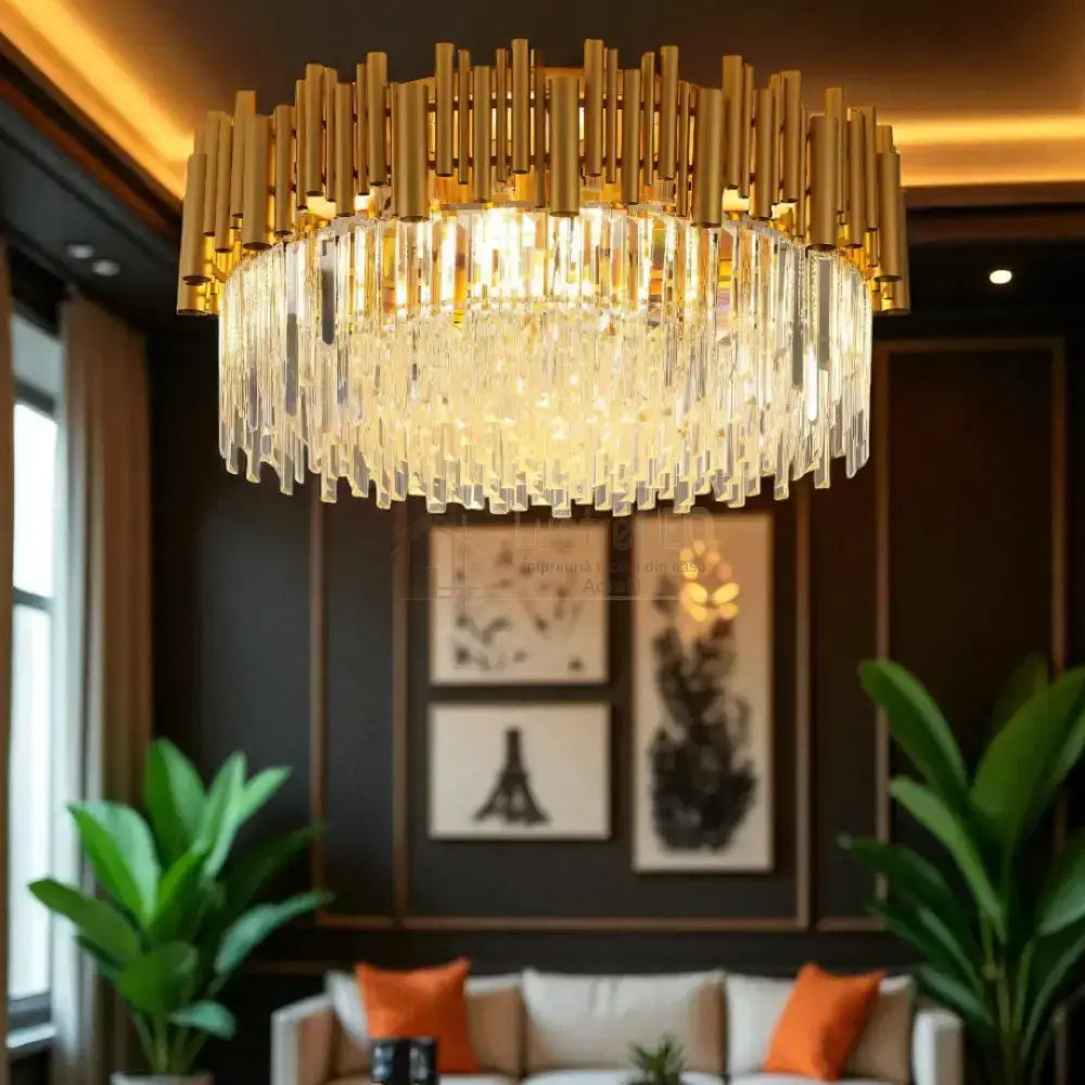 Lustra Cristal GOLD 5 Dimensiuni lustreled.ro