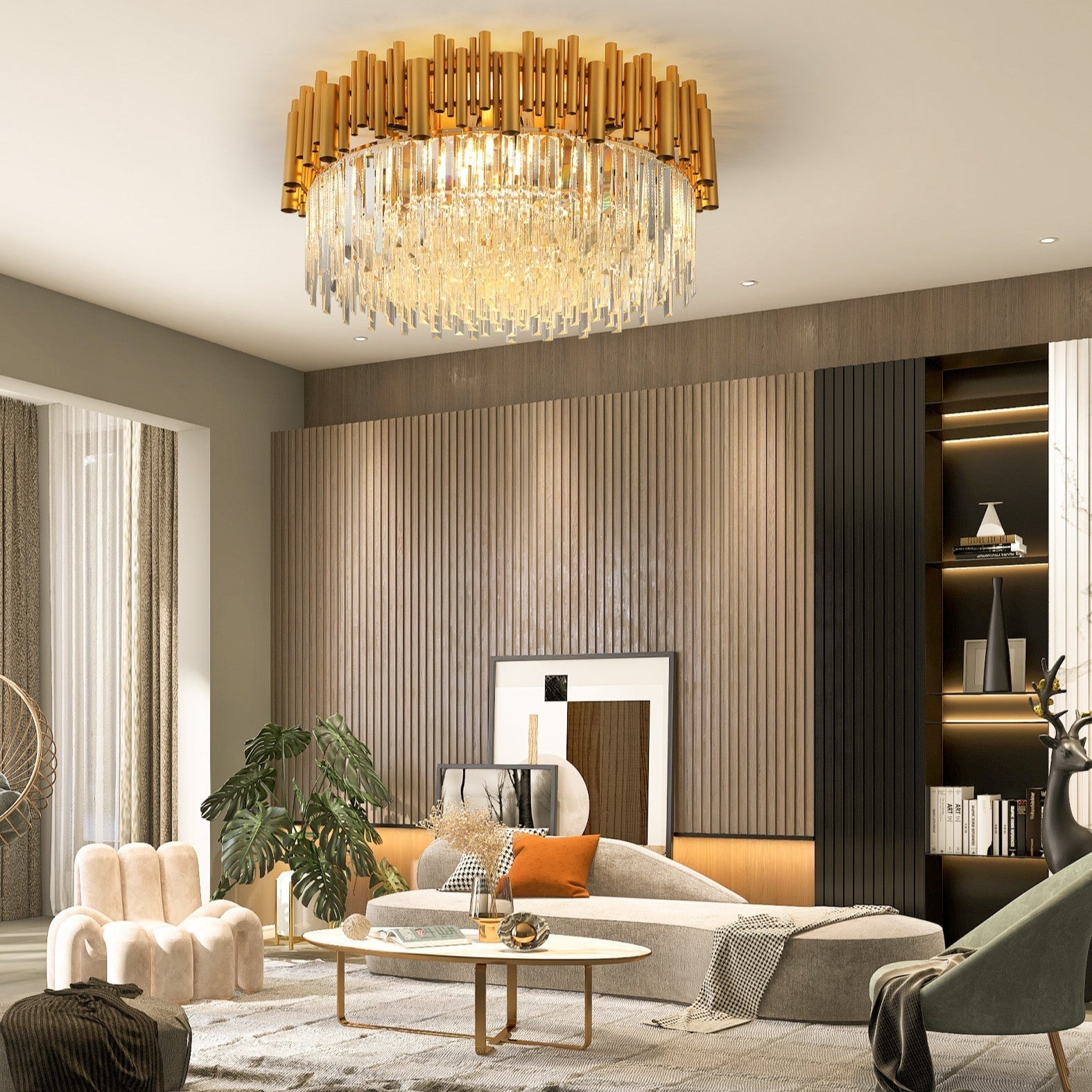 Candelabru Cristal Aplicat Rotund Golden Tubes Luxury