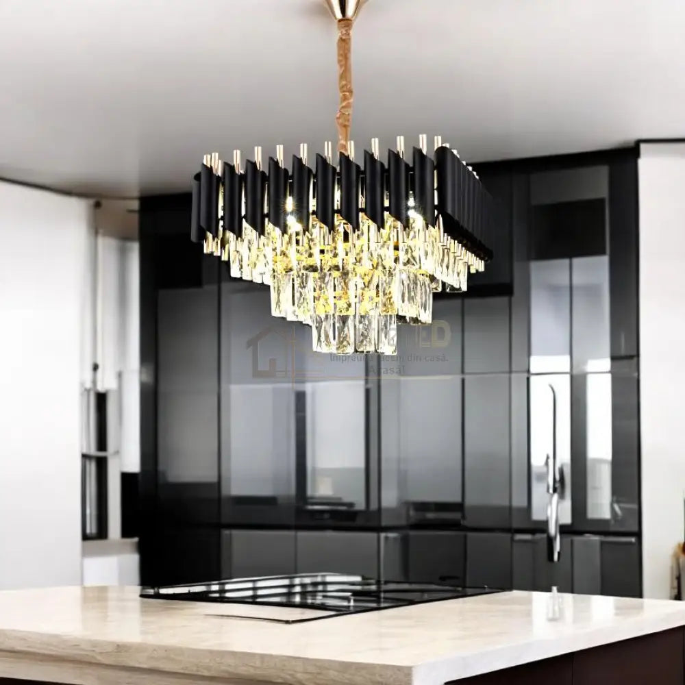 Candelabru Cristal Black Panther Square 400mm lustreled.ro