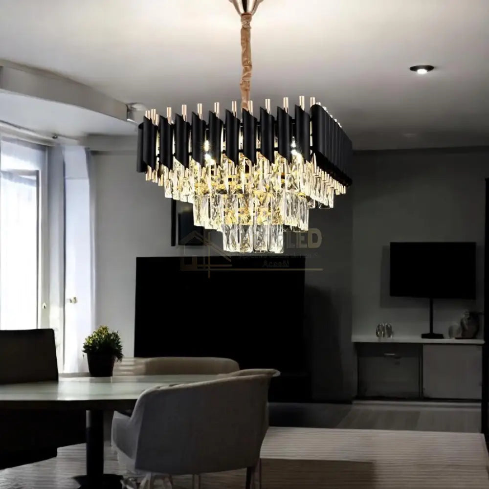Candelabru Cristal Black Panther Square 400mm lustreled.ro