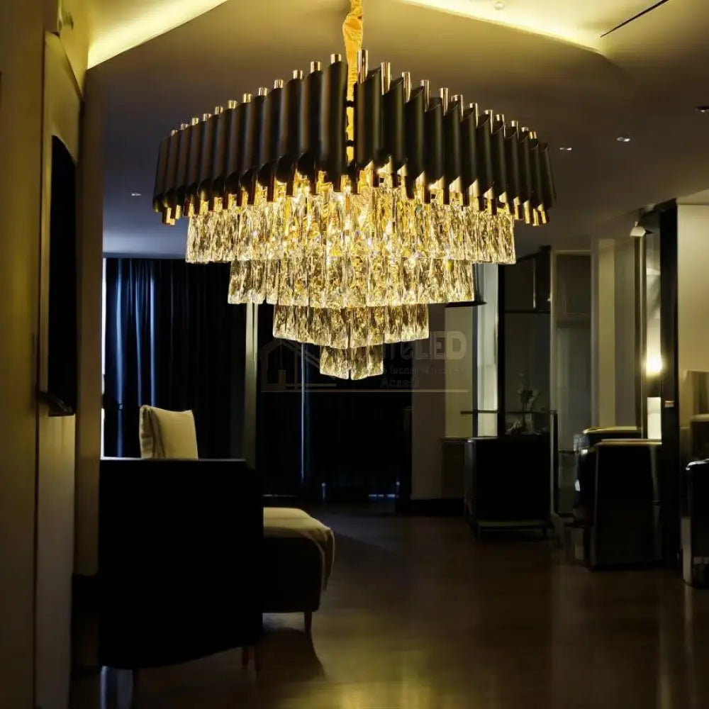 Candelabru Cristal Black Panther Square 500mm lustreled.ro