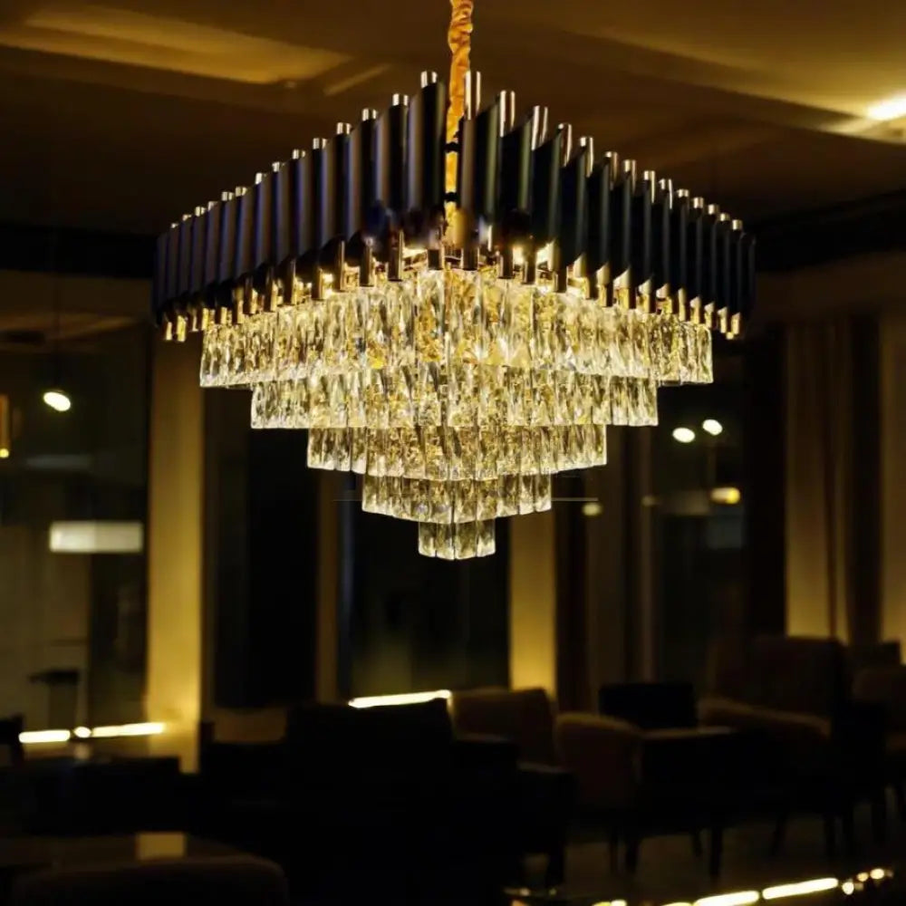Candelabru Cristal Black Panther Square 600mm lustreled.ro