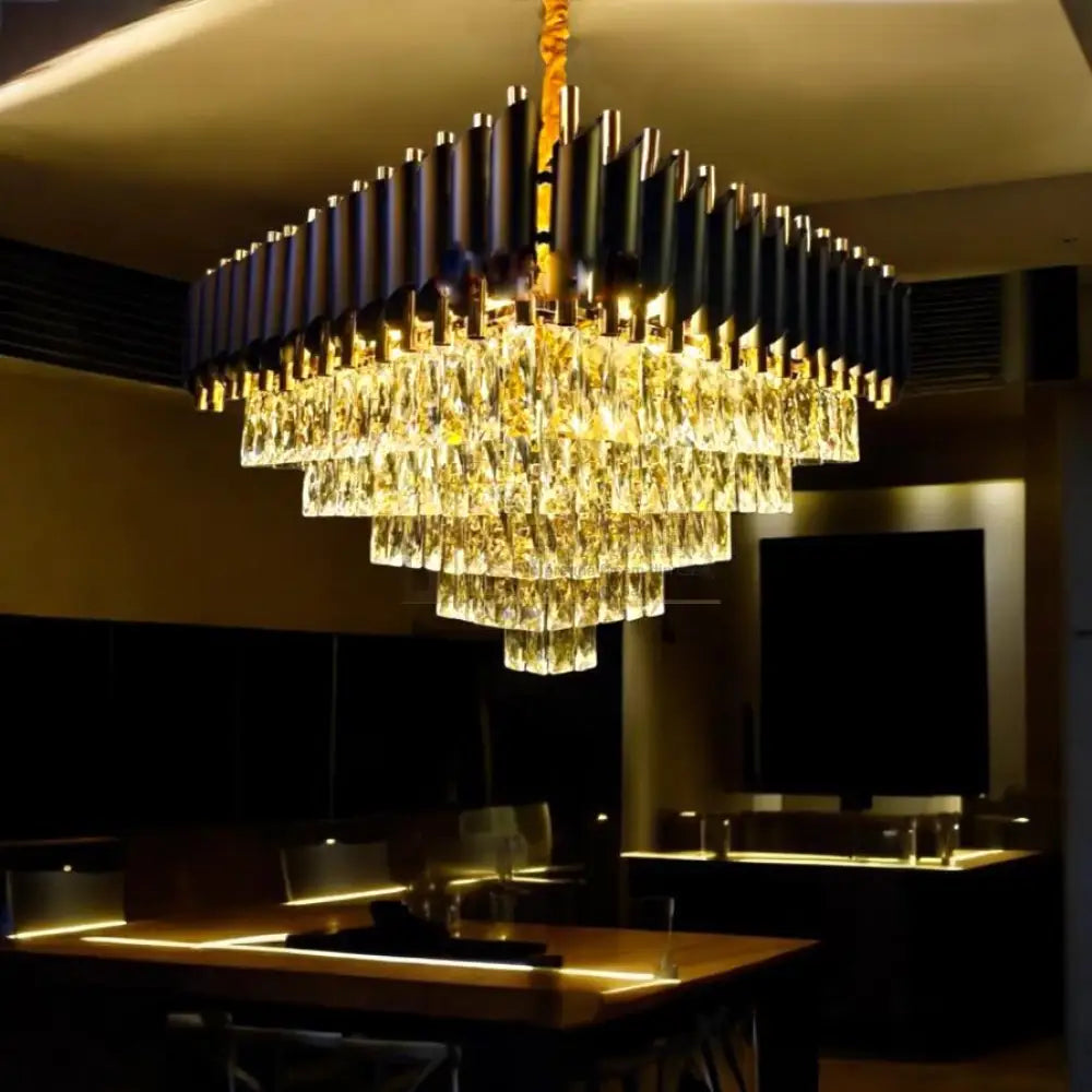 Candelabru Cristal Black Panther Square 600mm lustreled.ro