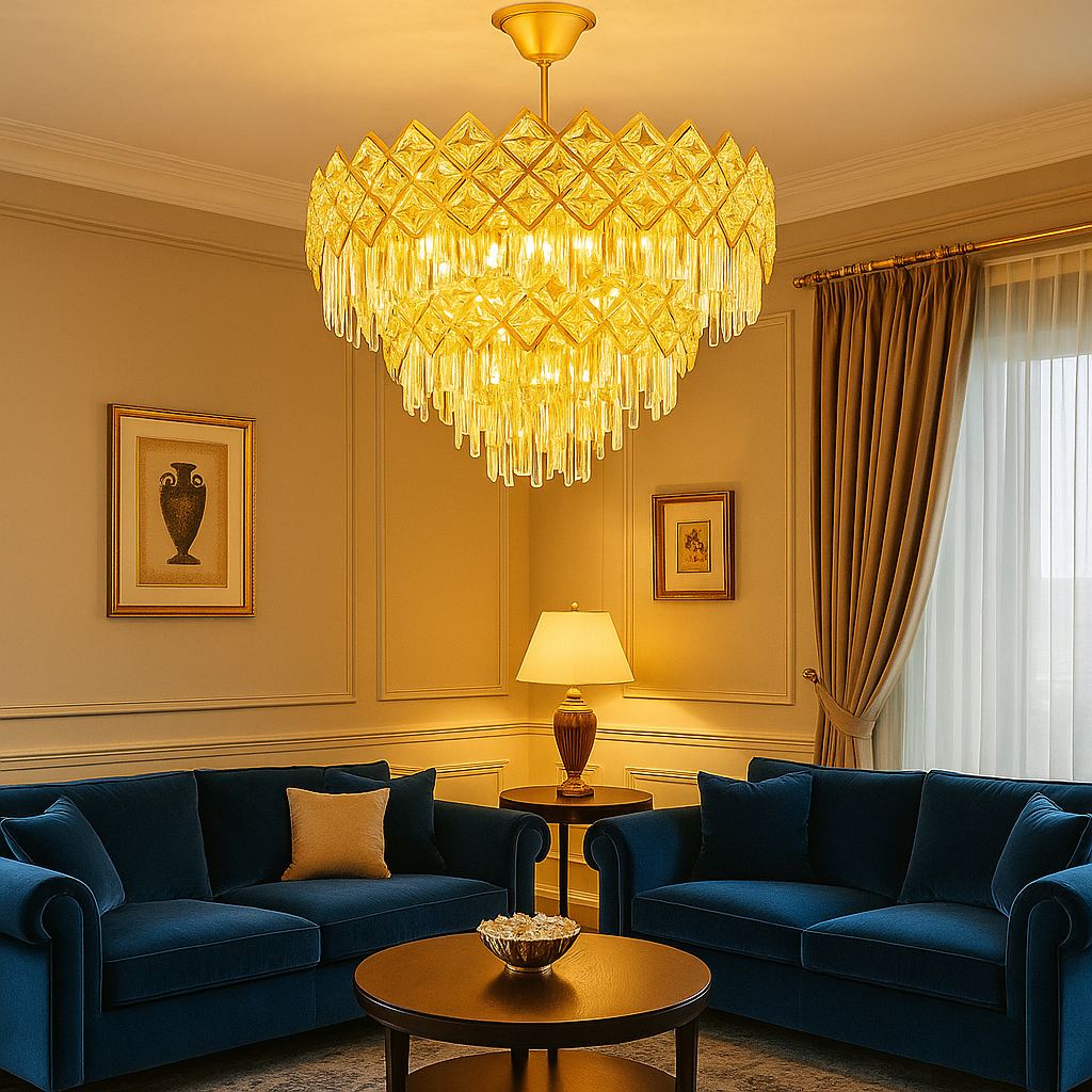 Candelabru Cristal Yanni Gold Deluxe Double Level