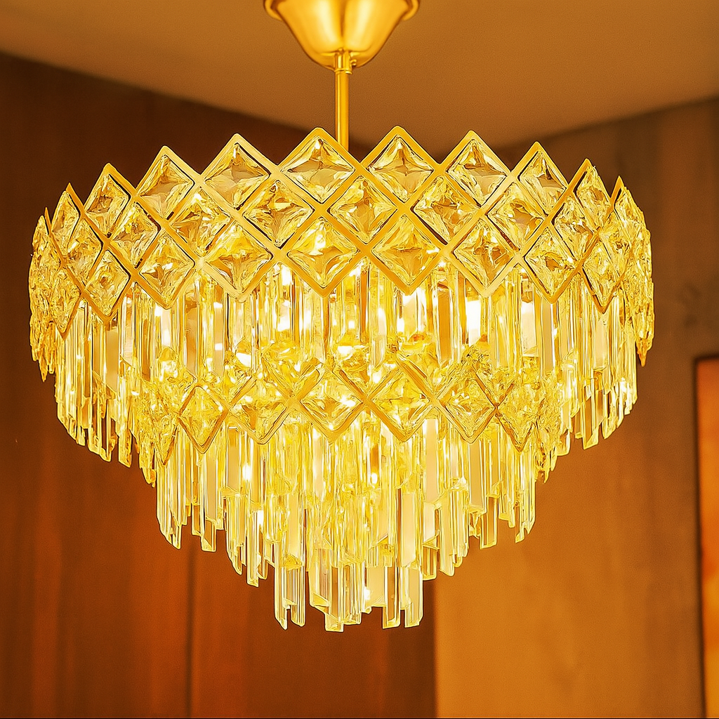 Candelabru Cristal Yanni Gold Deluxe Double Level