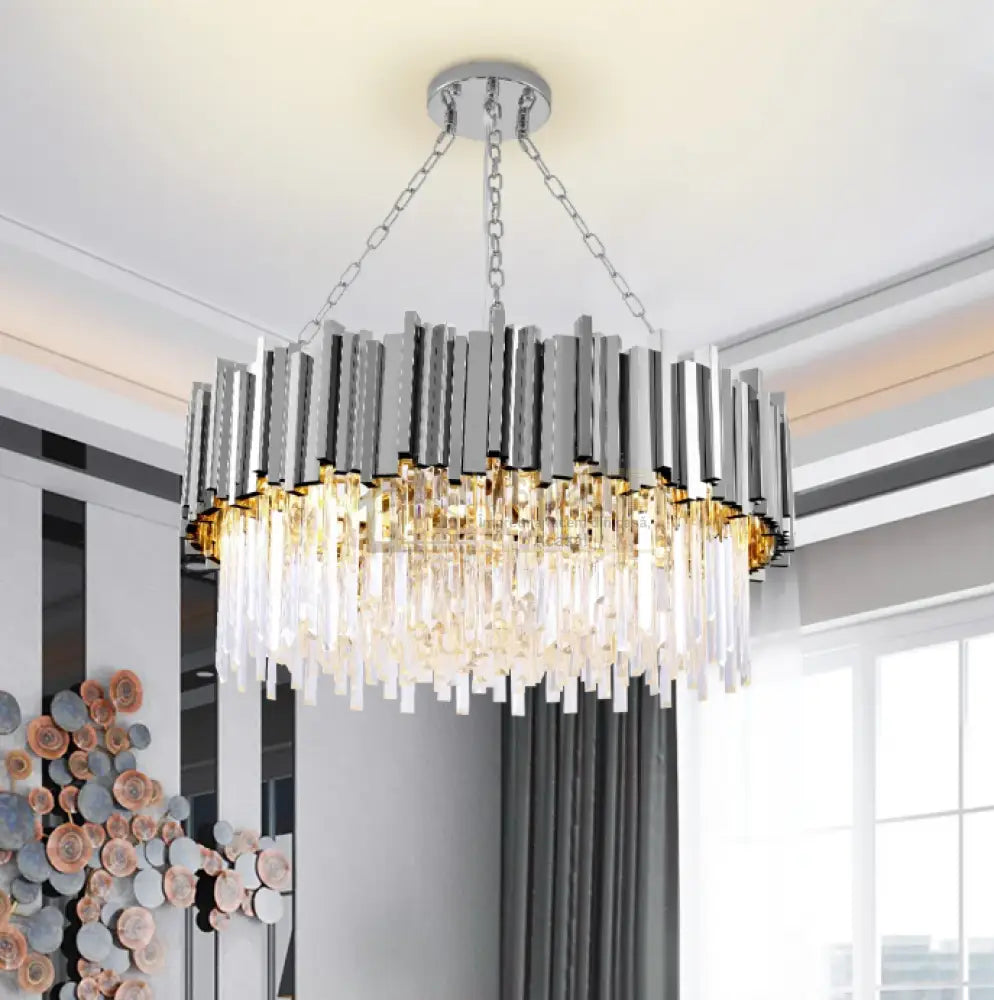 Candelabru Cristal Glory Silver 60Cm Cu Lant Chandeliers Crystal