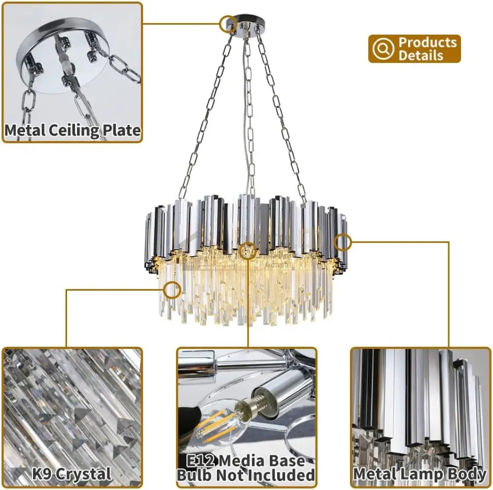Candelabru Cristal Glory Silver 60Cm Cu Lant Chandeliers Crystal