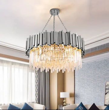 Candelabru Cristal GLORY SILVER 60CM Cu Lant
