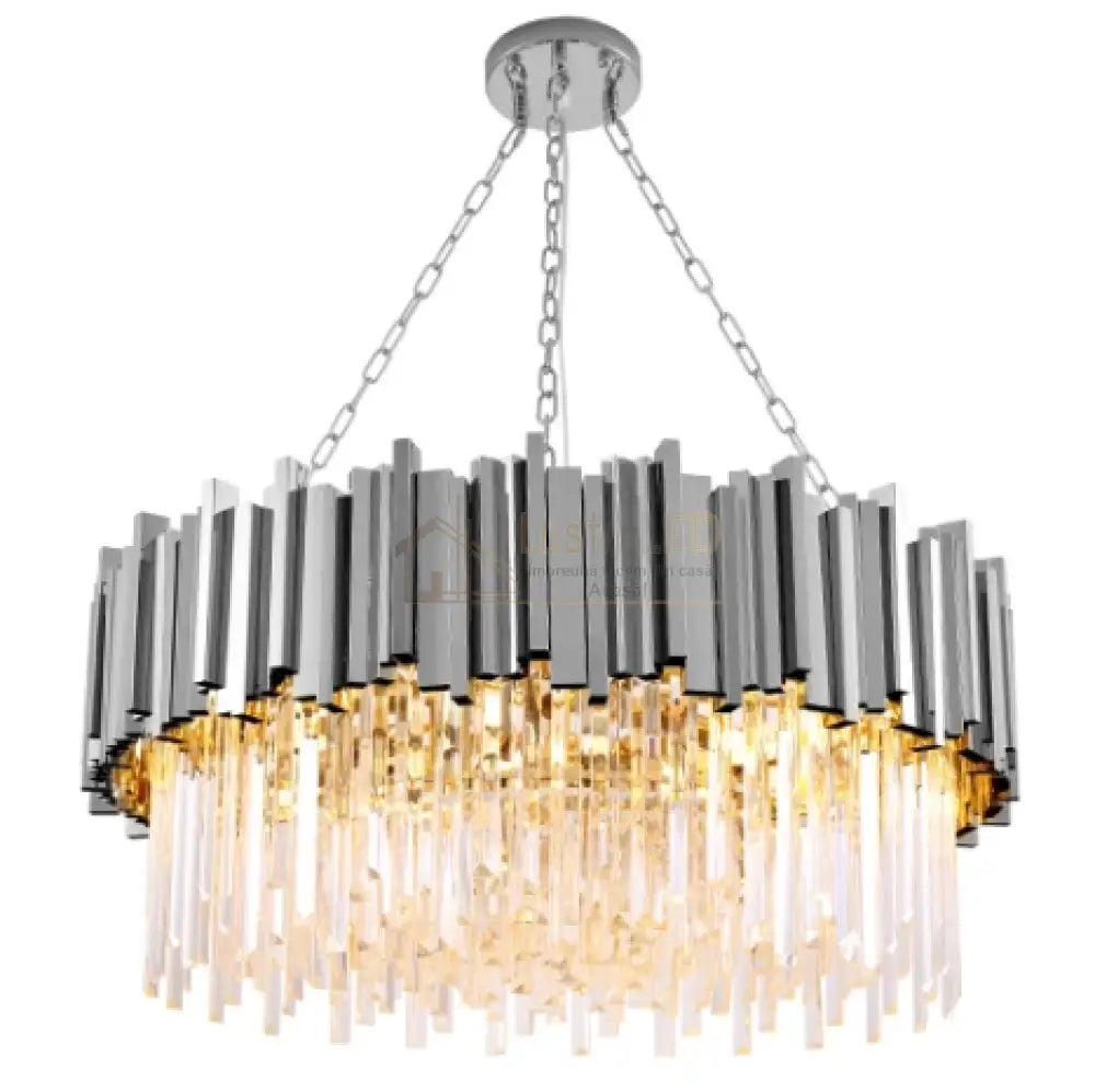 Candelabru Cristal Glory Silver 60Cm Cu Lant Chandeliers Crystal