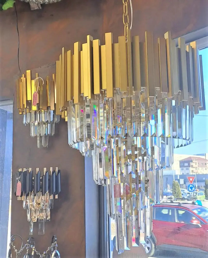 Candelabru Cristal Golden Maxi Rain 500Mm Chandeliers Crystal