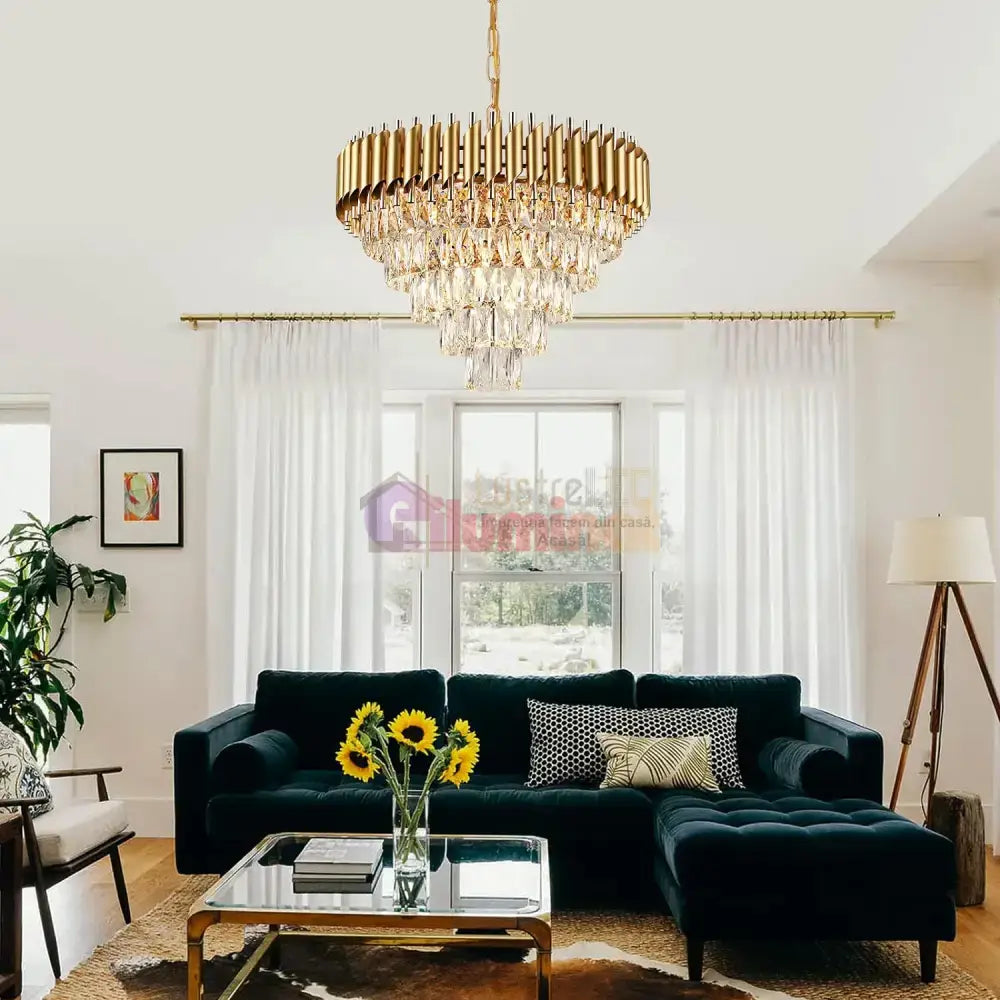 Candelabru Cristal Golden Panther 800mm lustreled.ro