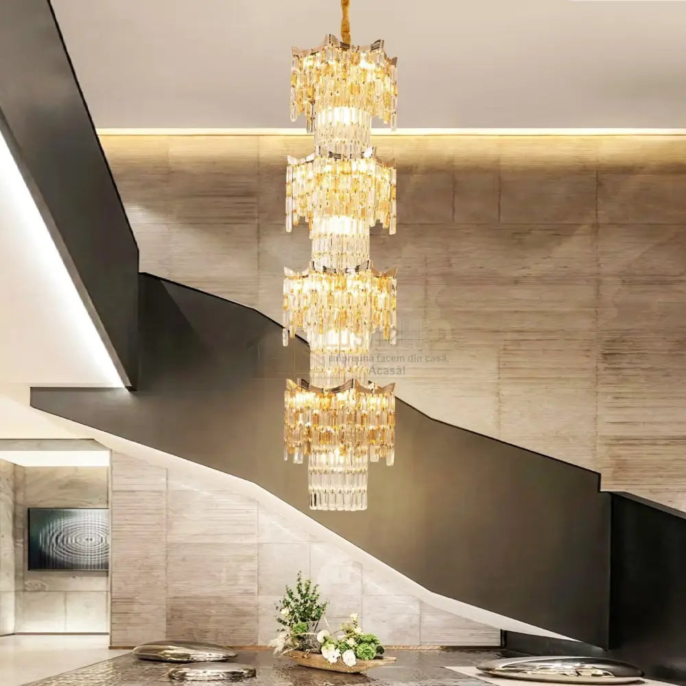 Candelabru Cristal Luxury Golden 210Cm -P7341 Chandeliers Crystal