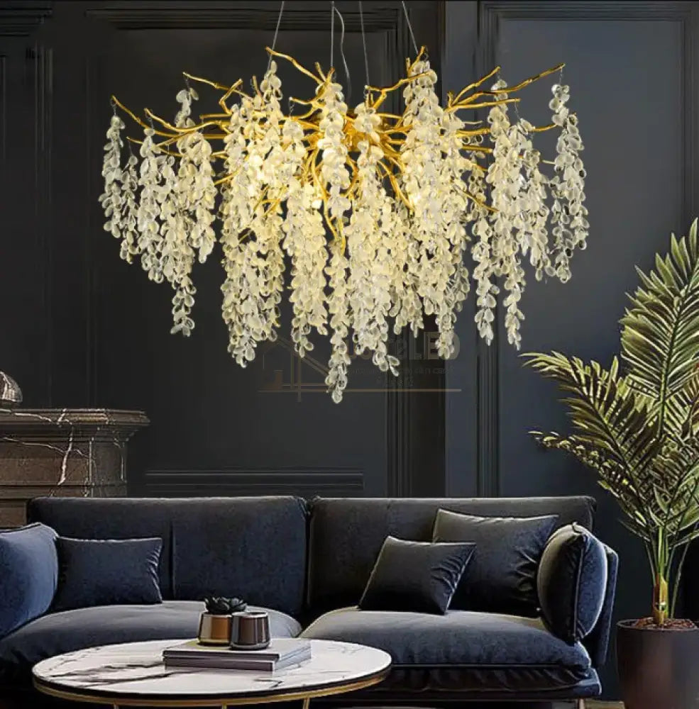 Candelabru Cristal Luxury Golden Grapes 80Cm Chandeliers Crystal