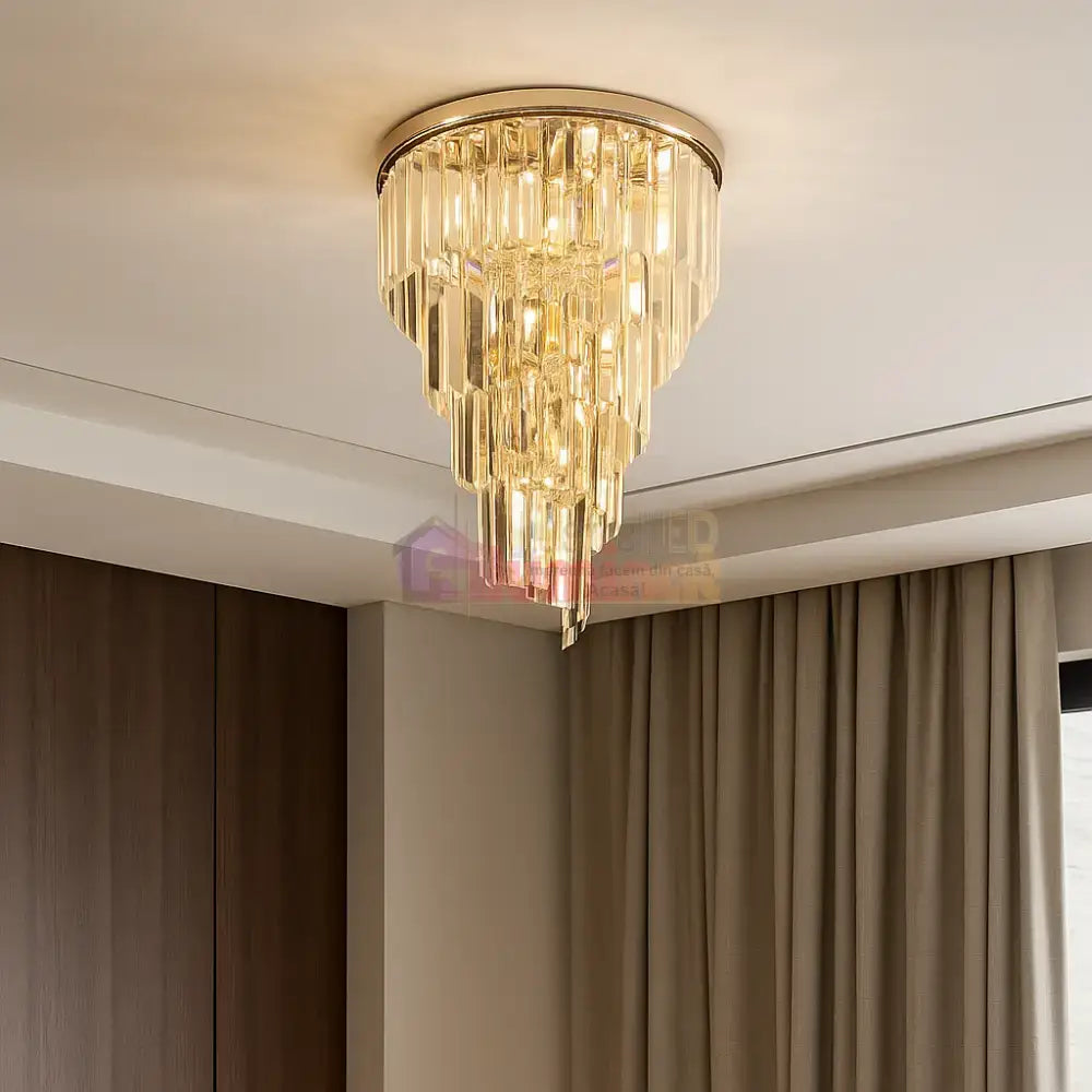Candelabru Cristal Luxury Golden Spiral lustreled.ro