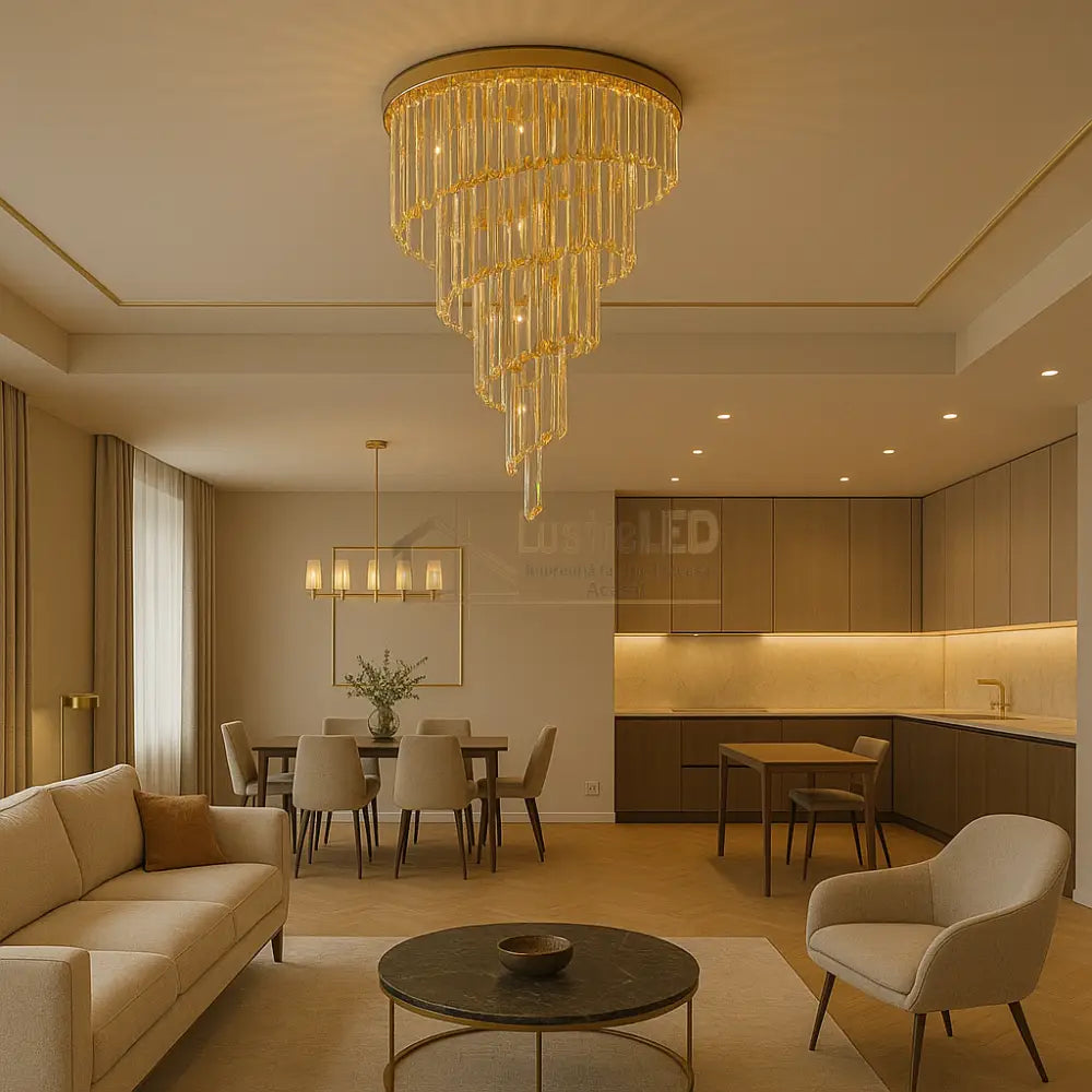 Candelabru Cristal Luxury Golden Spiral AURIE / CRISTAL / 90CM Lighting Fixtures