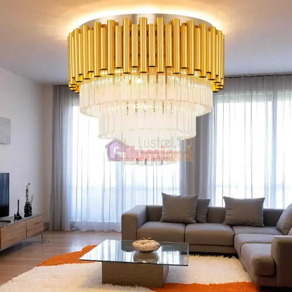 Candelabru Cristal Luxury Golden SUFITOWA lustreled.ro