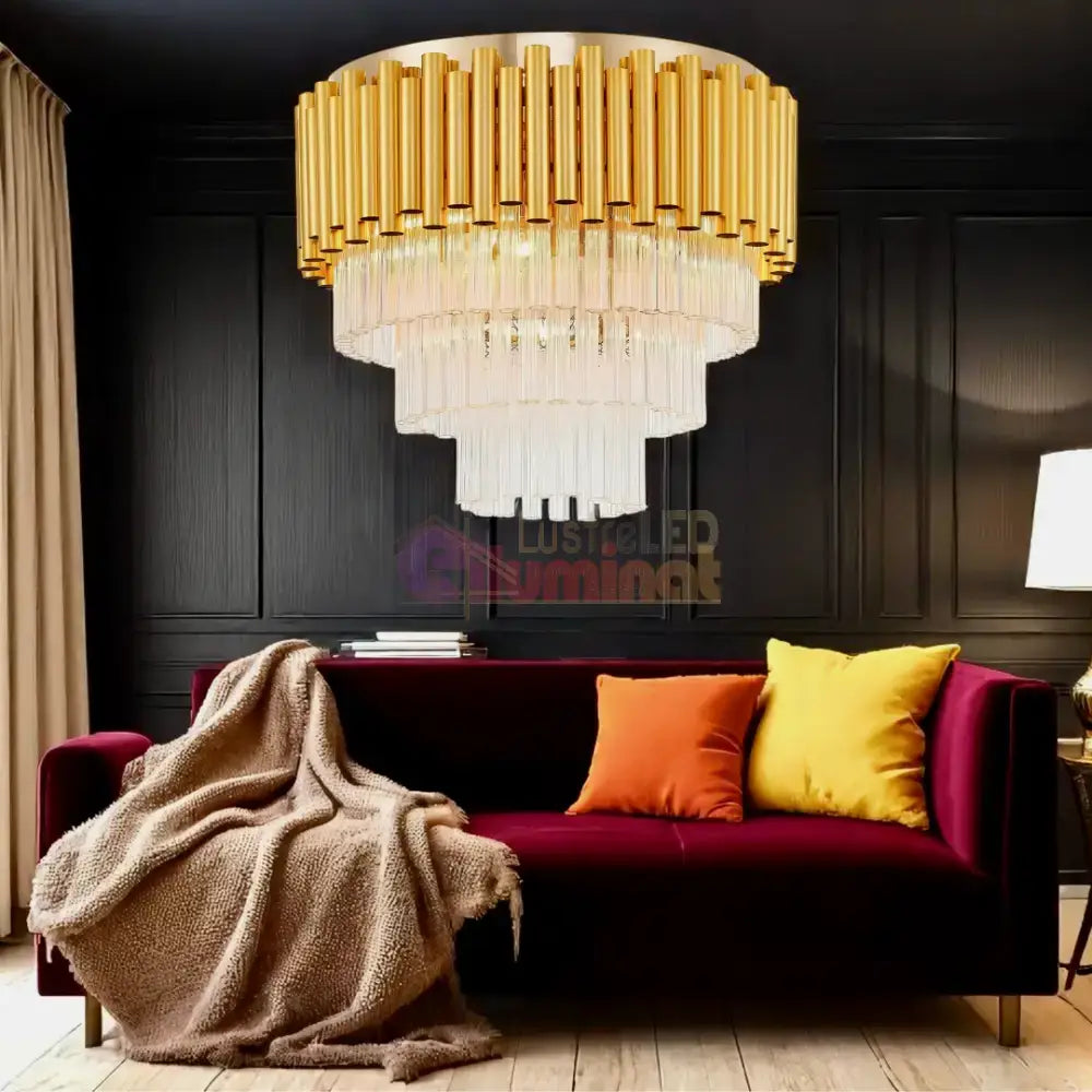 Candelabru Cristal Luxury Golden SUFITOWA lustreled.ro