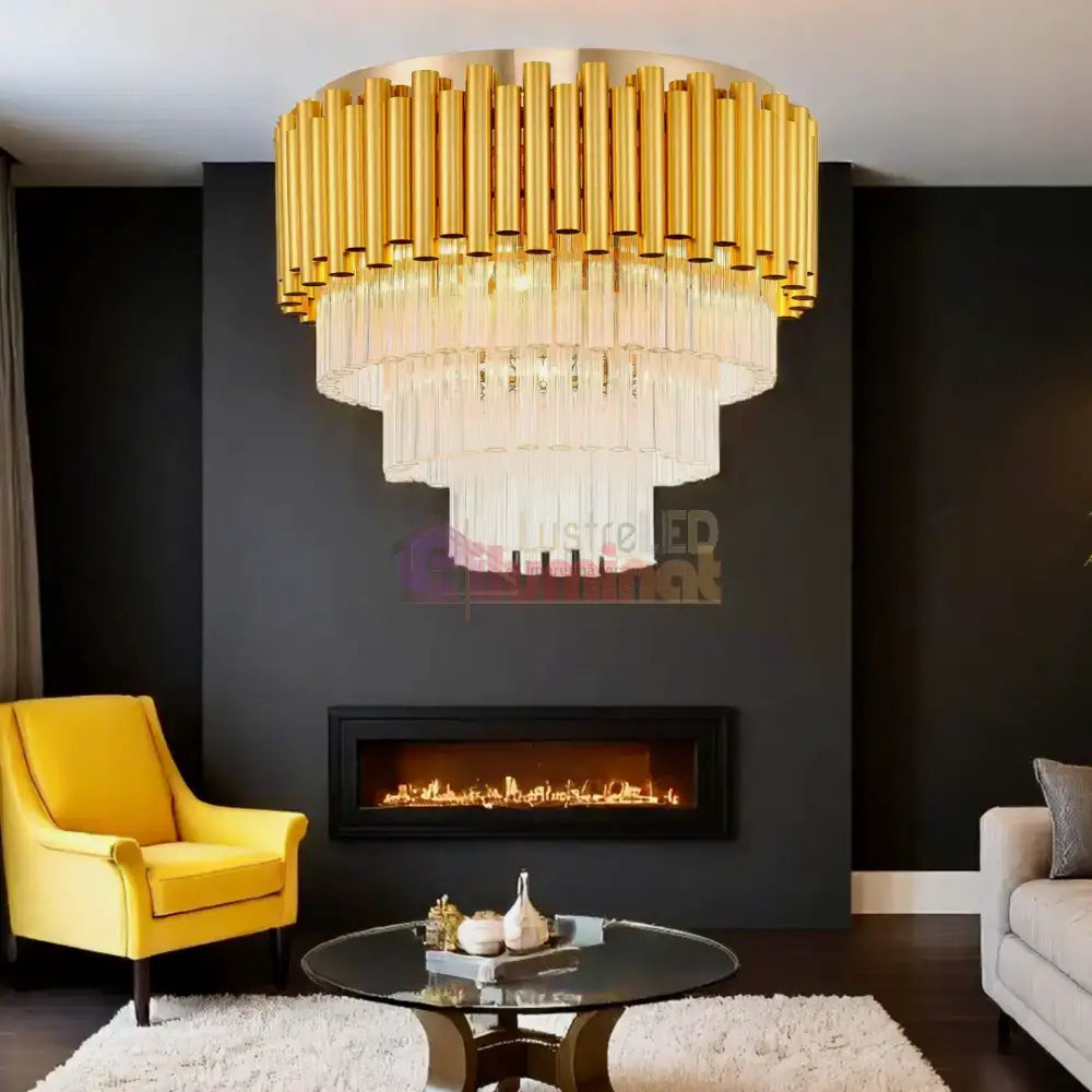 Candelabru Cristal Luxury Golden SUFITOWA lustreled.ro