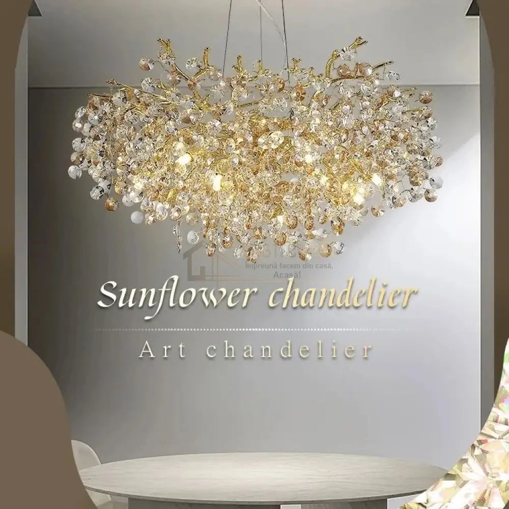 Candelabru Cristal Luxury Golden Sunflower 601 Chandeliers Crystal