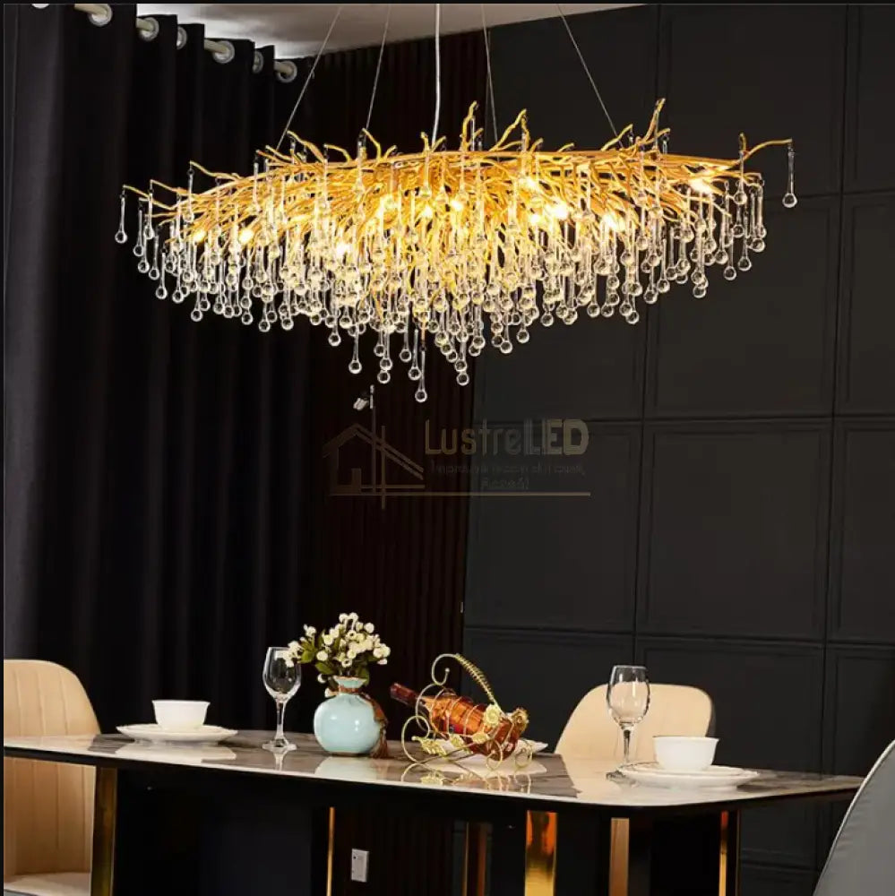 Candelabru Cristal Luxury Golden Tears 120X60Cm Chandeliers Crystal