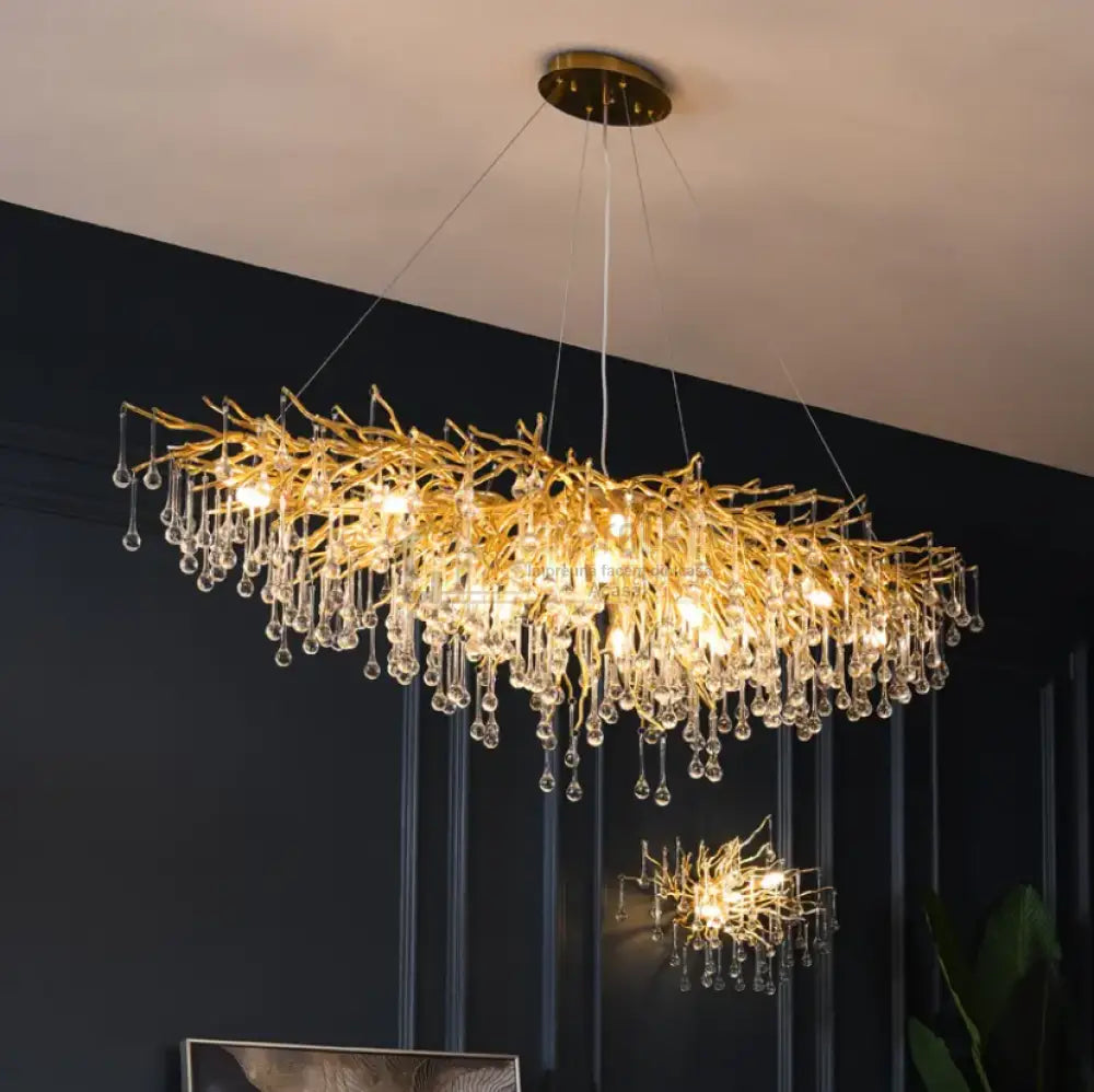 Candelabru Cristal Luxury Golden Tears 140X50Cm Chandeliers Crystal