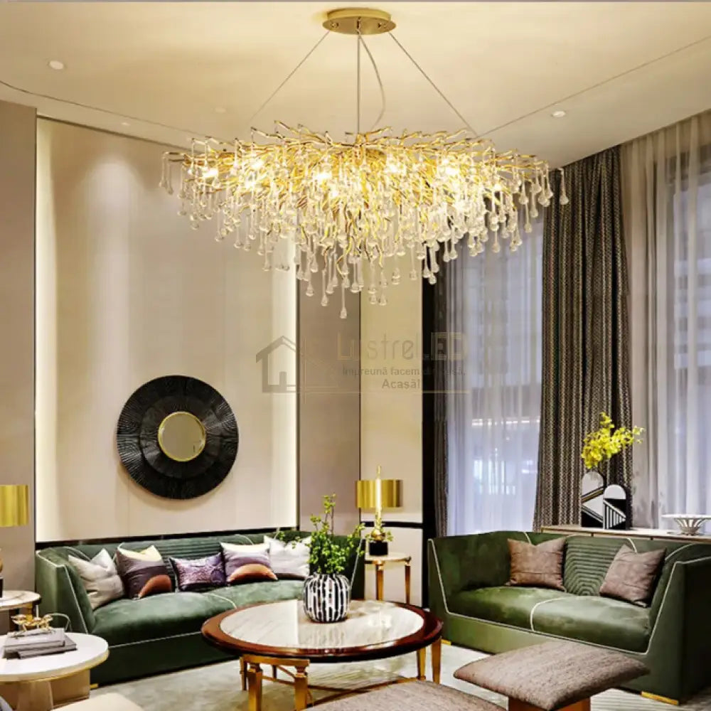 Candelabru Cristal Luxury Golden Tears 80Cm Chandeliers Crystal