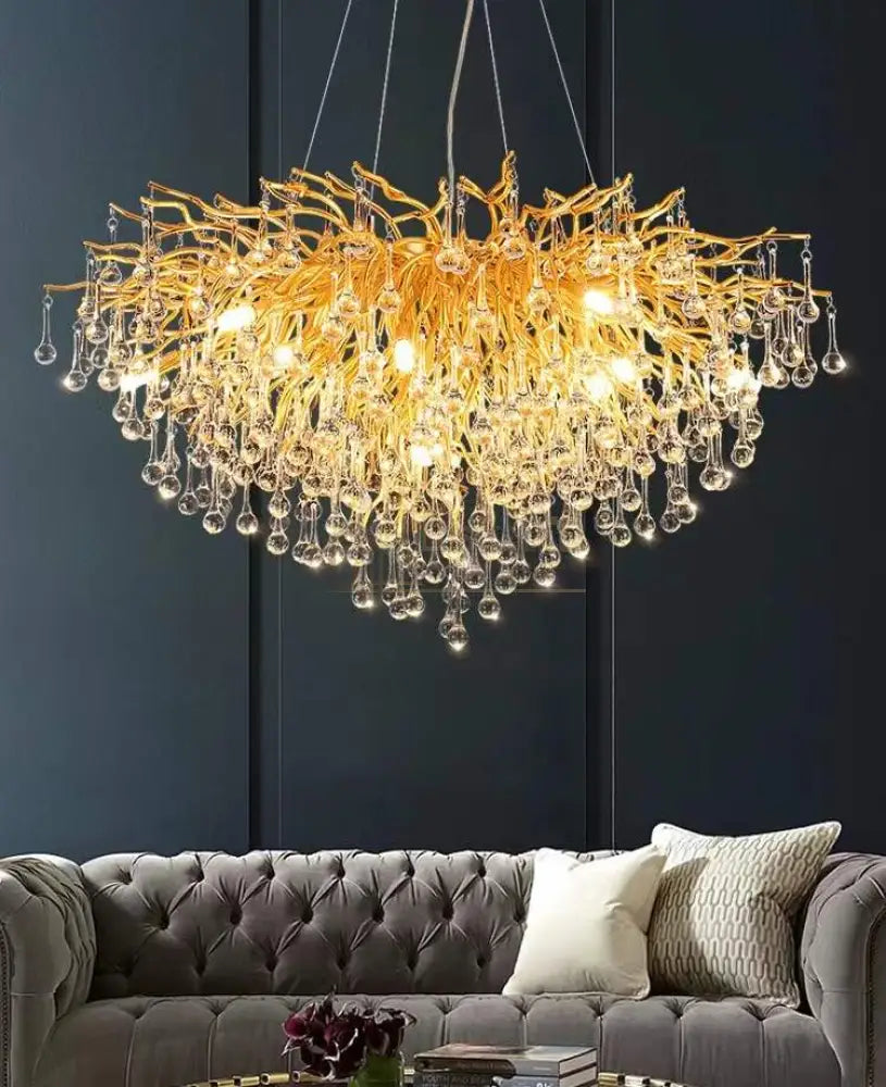 Candelabru Cristal Luxury Golden Tears 80Cm Chandeliers Crystal