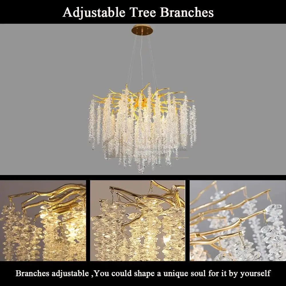 Candelabru Cristal Luxury Golden Willow 45Cm Chandeliers Crystal