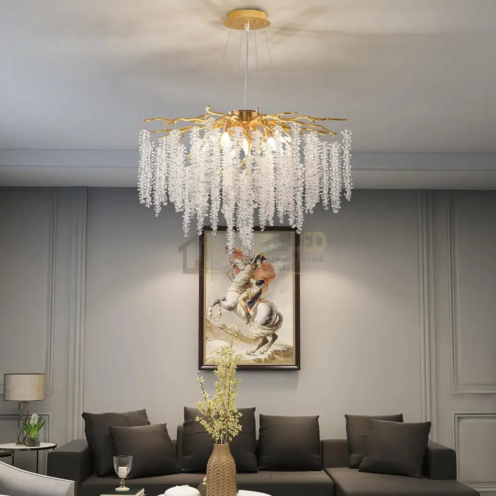 Candelabru Cristal Luxury Golden Willow 80Cm Chandeliers Crystal