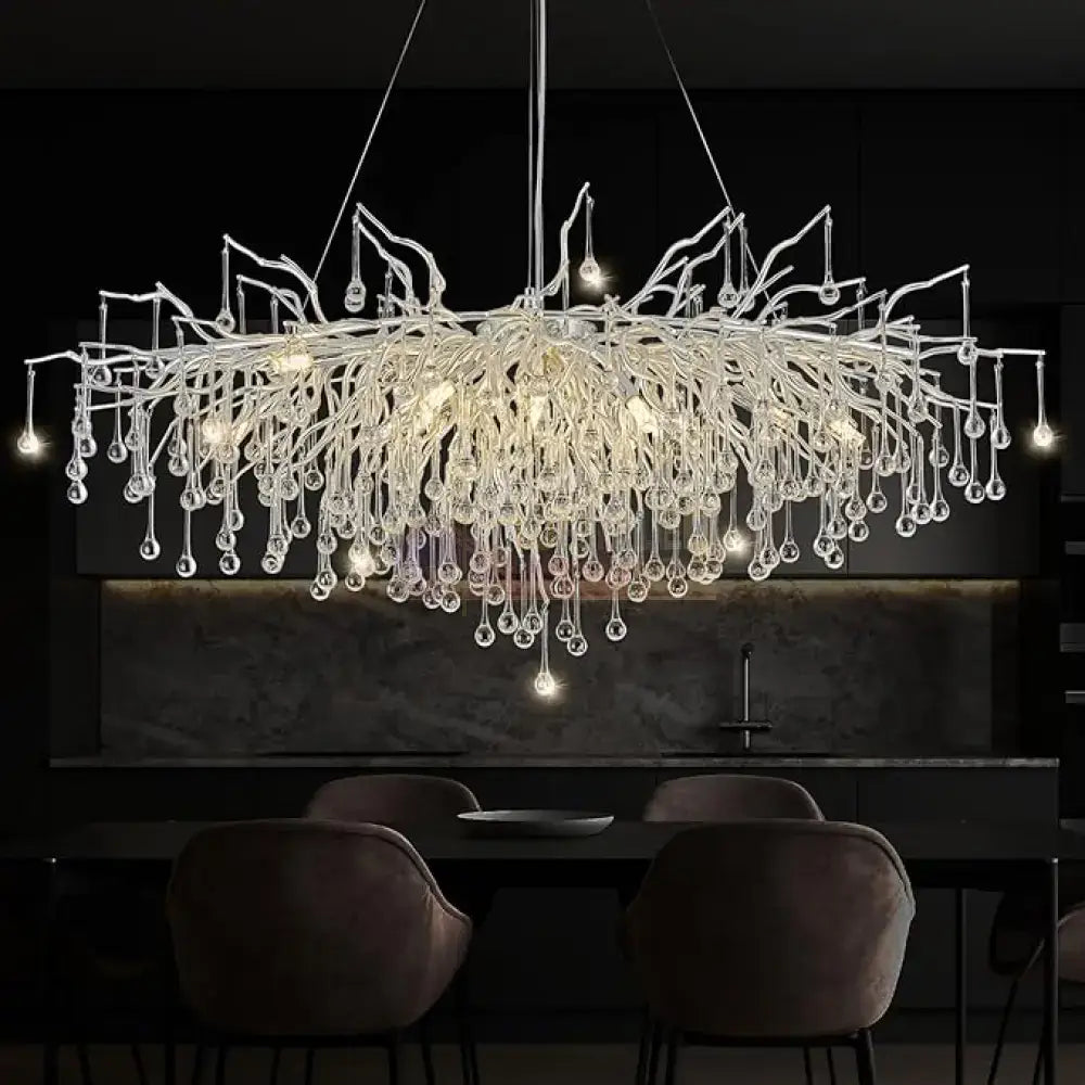 Candelabru Cristal LUXURY SILVER Tears 120x60cm ARGINTIE / 120CM / LUXURY Chandeliers Crystal