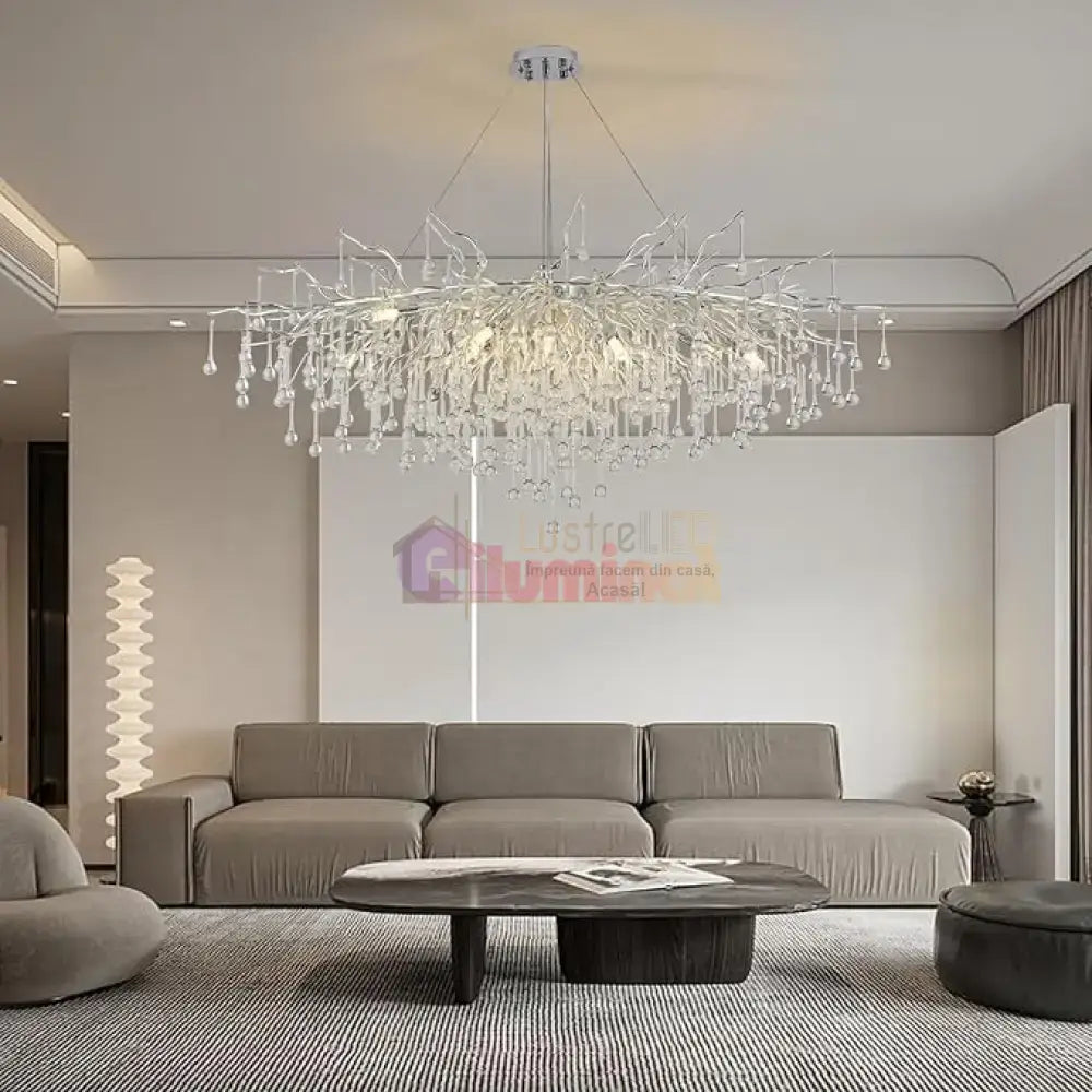 Candelabru Cristal LUXURY SILVER Tears 120x60cm lustreled.ro