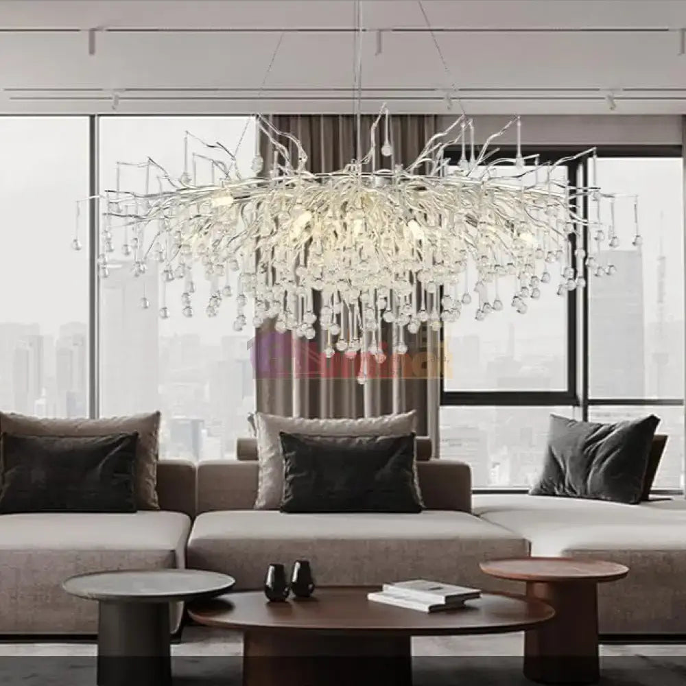 Candelabru Cristal LUXURY SILVER Tears 120x60cm lustreled.ro