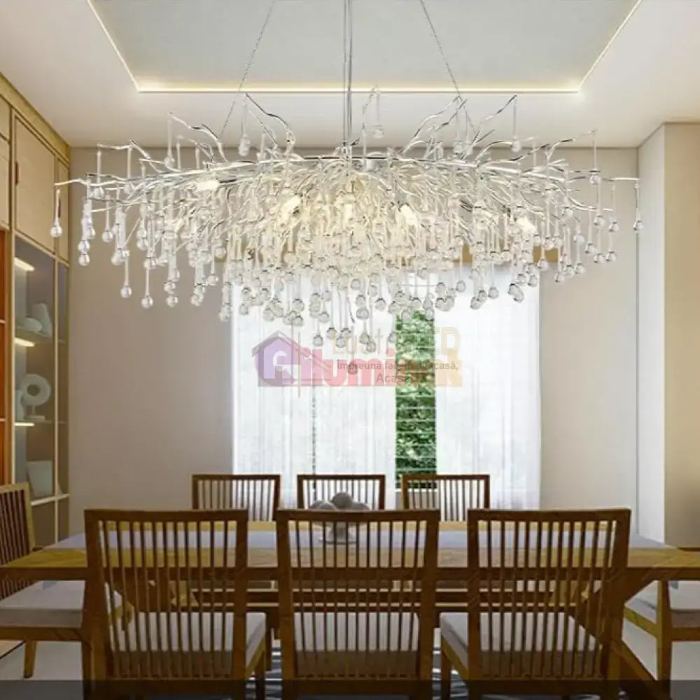 Candelabru Cristal LUXURY SILVER Tears 120x60cm lustreled.ro